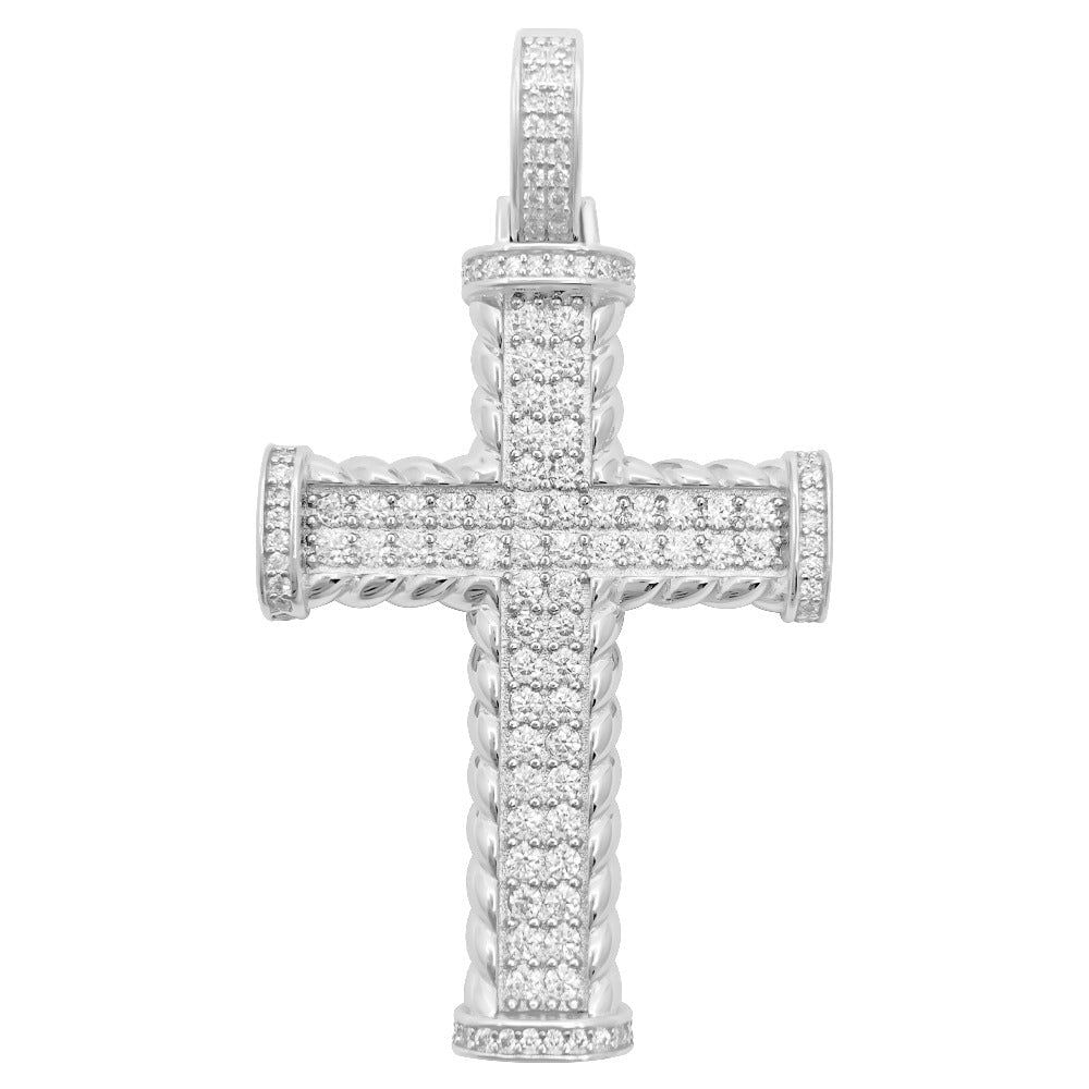 Simple Cross 1.60 Carat VVS Moissanite Pendant .925 Sterling Silver HipHopBling