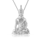 Sitting Buddha 3D Detailed Pendant Rhodium Pendant Only HipHopBling