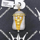 Skeleton Jesus Piece CZ Hip Hop Bling Bling Pendant Yellow Gold HipHopBling