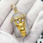 Skeleton Jesus Piece CZ Hip Hop Bling Bling Pendant Yellow Gold HipHopBling