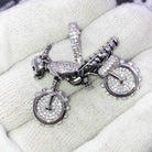 Skeleton Motorcycle CZ Hip Hop Bling Bling Pendant Yellow Gold HipHopBling