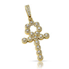 Skinny Cluster Ankh Cross CZ Bling Bling Pendant in Gold HipHopBling