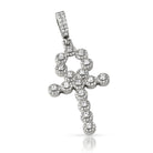 Skinny Cluster Ankh Cross CZ Bling Bling Pendant in Rhodium HipHopBling
