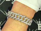 Skinny Cuban Link 15MM VVS Iced Out Hip Hop Bracelet Yellow Gold 8" HipHopBling