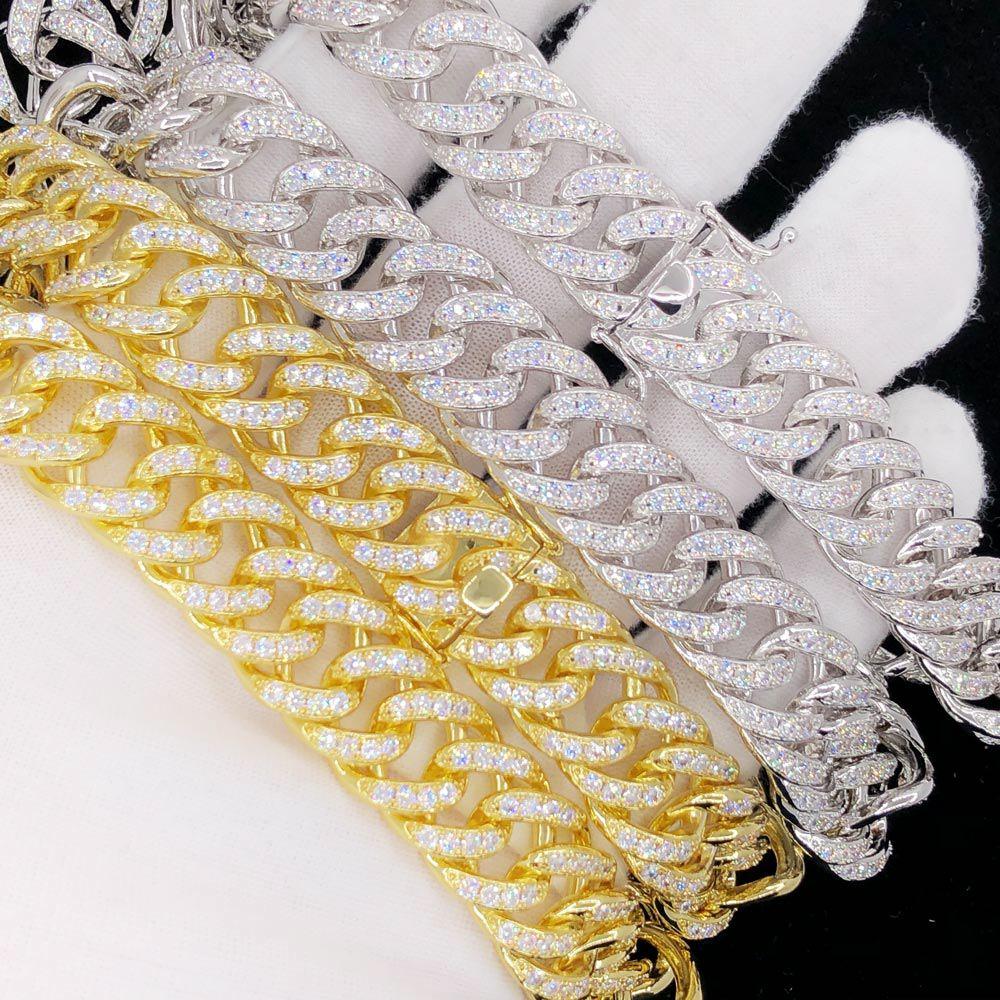 Skinny Link Cuban 15MM Bling Bling CZ Iced Out Chain Yellow Gold 18" HipHopBling