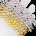 Skinny Link Cuban 15MM Bling Bling CZ Iced Out Chain Yellow Gold 18" HipHopBling