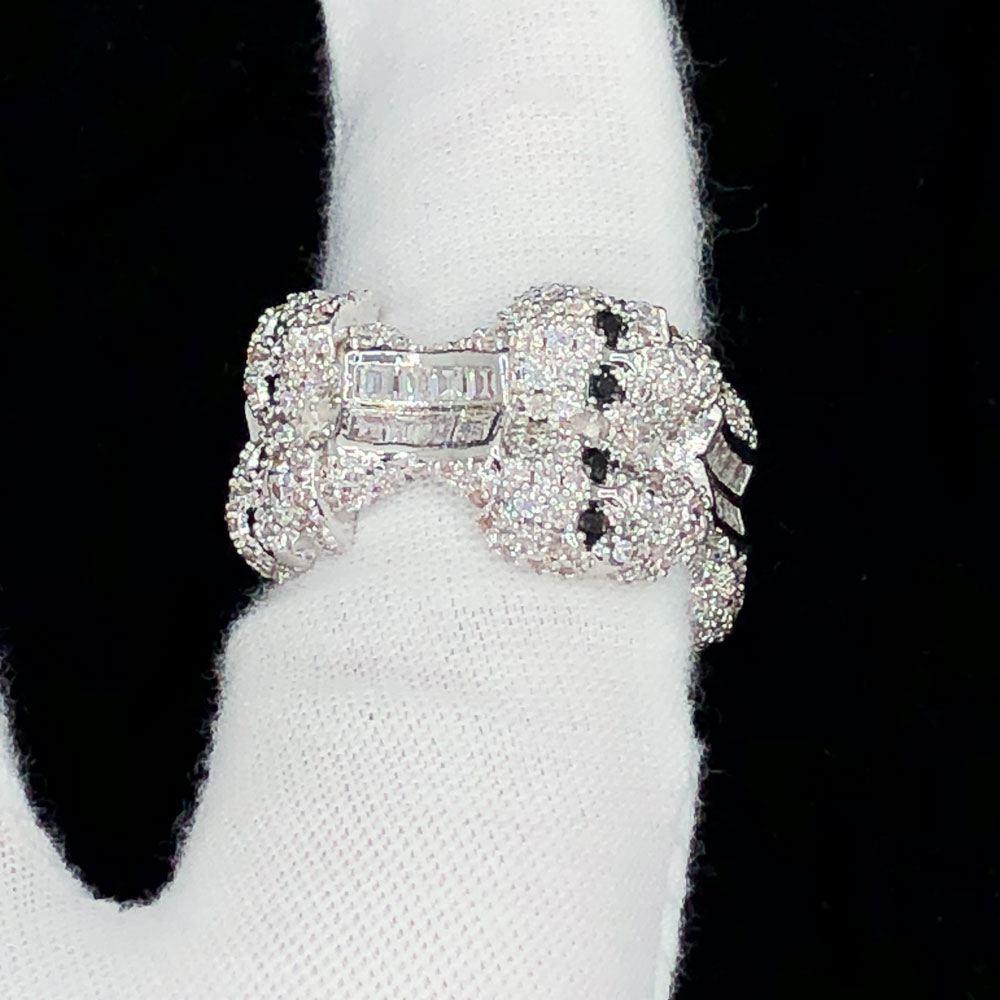 Skull & Bones Baguette Iced Out Eternity Hip Hop Ring White Gold 7 HipHopBling