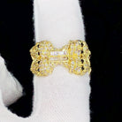 Skull & Bones Baguette Iced Out Eternity Hip Hop Ring Yellow Gold 7 HipHopBling
