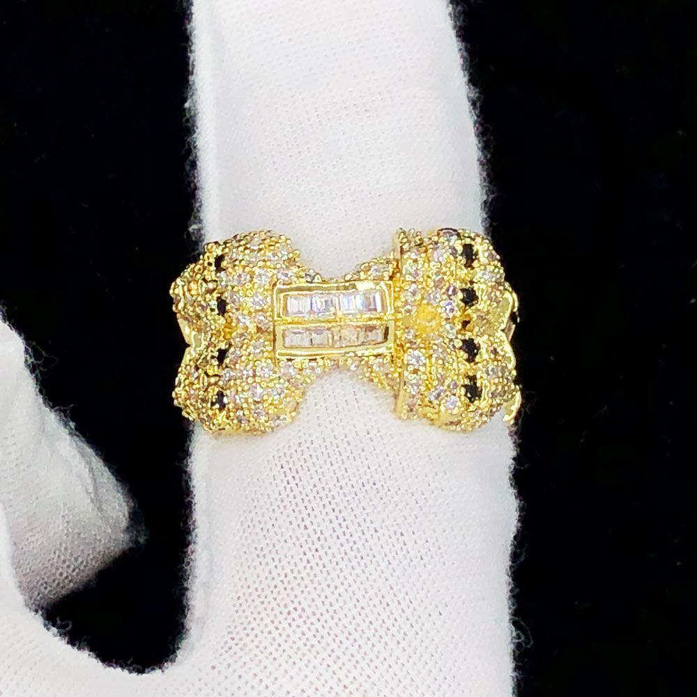 Skull & Bones Baguette Iced Out Eternity Hip Hop Ring Yellow Gold 7 HipHopBling