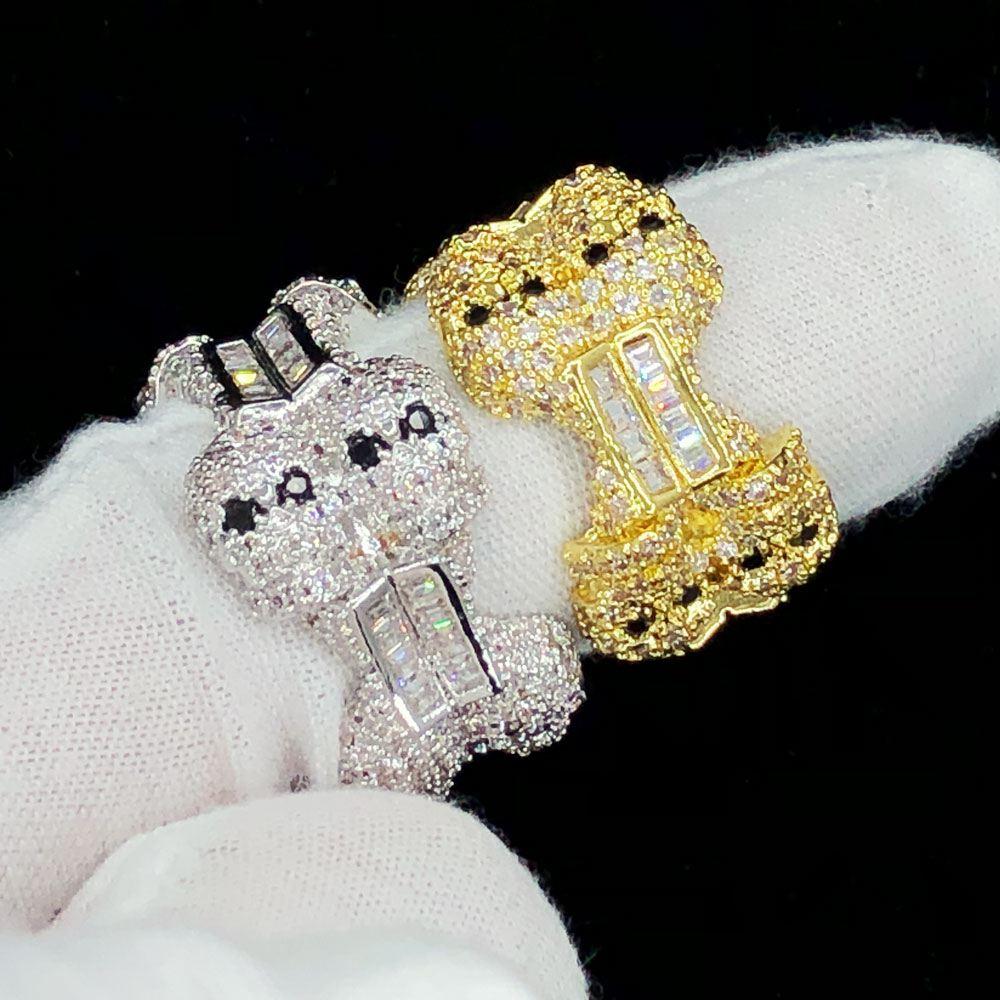 Skull & Bones Baguette Iced Out Eternity Hip Hop Ring Yellow Gold 7 HipHopBling