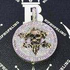 Skull Medallion Baguette CZ Hip Hop Bling Bling Pendant White Gold HipHopBling