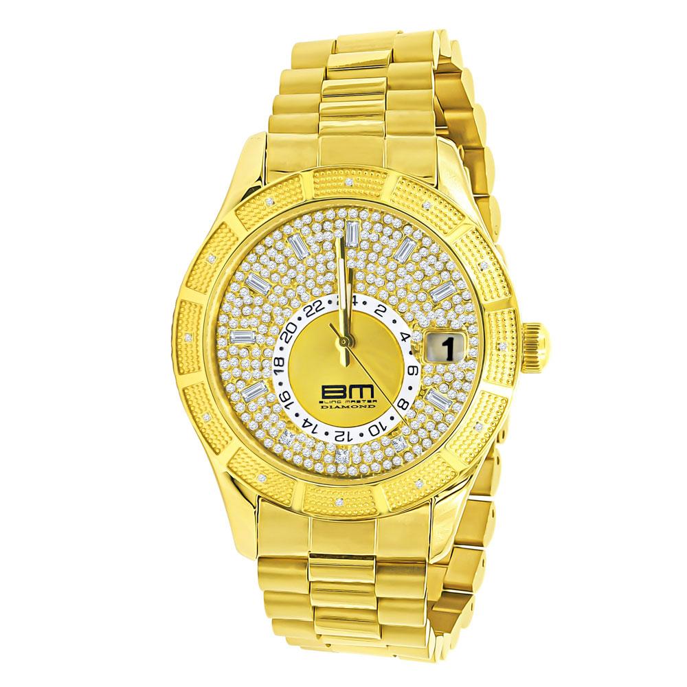 Sky Diamond .12 Carat Hip Hop Watch Yellow Gold HipHopBling