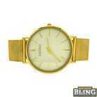 Slim Case Watch Gold Mesh Band White Dial HipHopBling