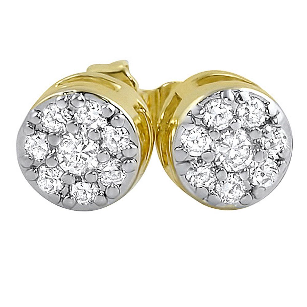 SM Circle Cluster VVS Moissanite Earrings .925 Sterling Silver Yellow Gold HipHopBling