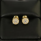 SM Circle Cluster VVS Moissanite Earrings .925 Sterling Silver Yellow Gold HipHopBling