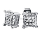 Small 3D Cube VVS Moissanite Earrings .925 Sterling Silver White Gold HipHopBling