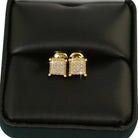 Small 3D Cube VVS Moissanite Earrings .925 Sterling Silver Yellow Gold HipHopBling
