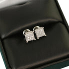 Small 3D Cube VVS Moissanite Earrings .925 Sterling Silver Yellow Gold HipHopBling