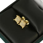 Small 3D Cube VVS Moissanite Earrings .925 Sterling Silver Yellow Gold HipHopBling