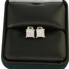 Small 3D Cube VVS Moissanite Earrings .925 Sterling Silver Yellow Gold HipHopBling