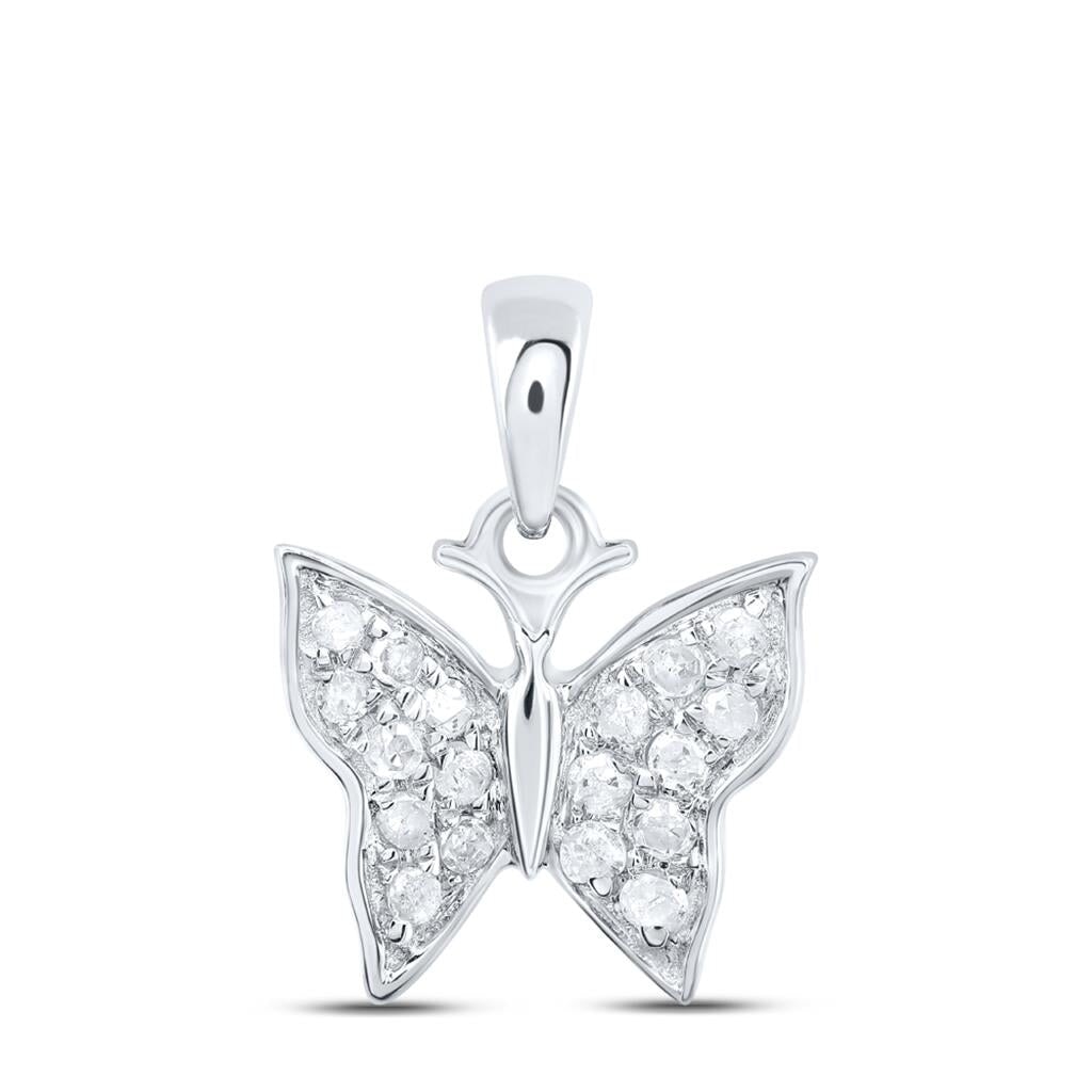 Small Butterfly Diamond Pendant 10K Gold 10K White Gold HipHopBling