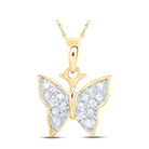 Small Butterfly Diamond Pendant 10K Gold 10K Yellow Gold HipHopBling