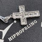 Small Channel Set Cross VVS Moissanite Pendant .925 Sterling Silver HipHopBling