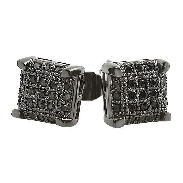 Small Cube CZ Micro Pave Earrings Black HipHopBling