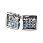 Small Deep Box CZ Micro Pave Bling Earrings .925 Silver HipHopBling