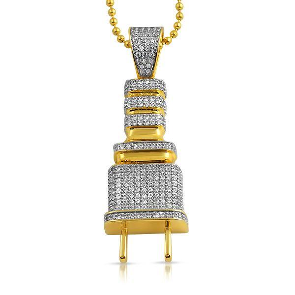 Small Gold Plug CZ Hip Hop Bling Bling Pendant HipHopBling