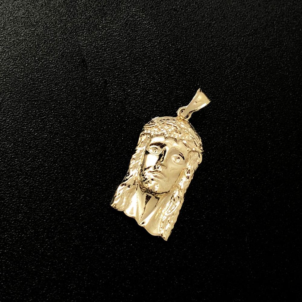 Small Jesus Face Pendant DC 10K Yellow Gold Pendant HipHopBling
