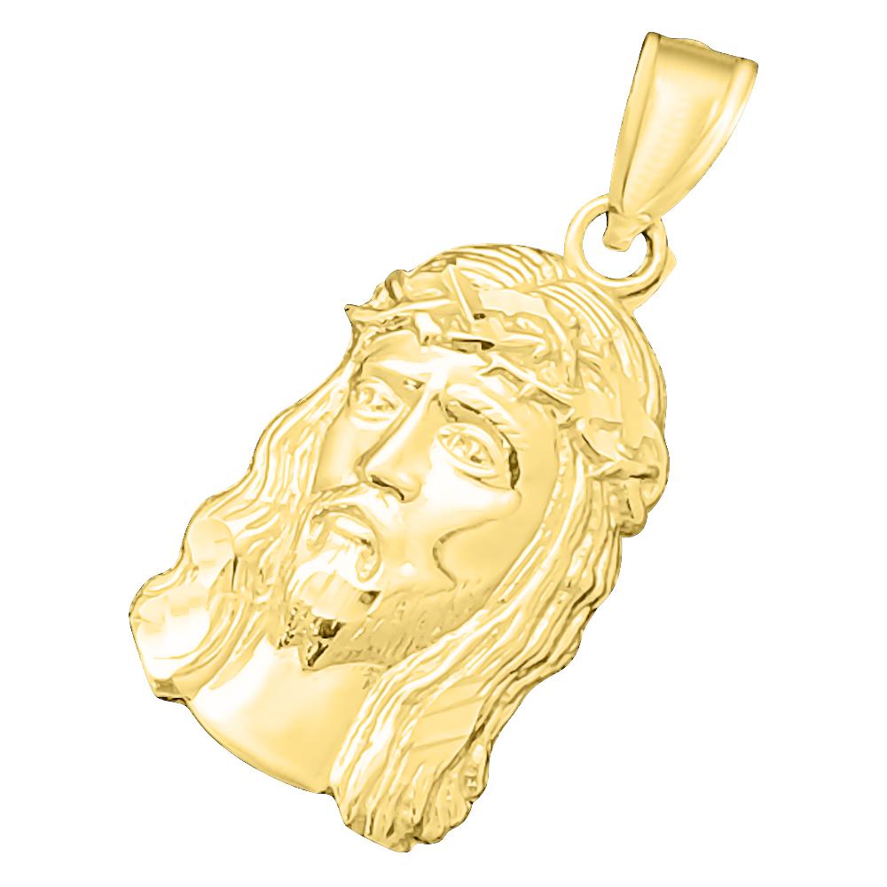 Small Jesus Piece 10K Yellow Gold Pendant HipHopBling