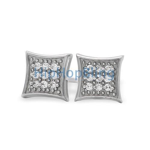 Small Kite CZ Micro Pave Iced Out Earrings .925 Silver HipHopBling