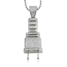 Small Plug CZ Hip Hop Pendant Rhodium HipHopBling