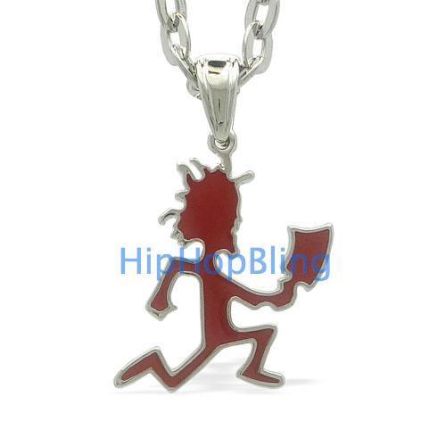 Small Red Hatchet Man Silver Pendant & Chain Officially Licensed HipHopBling