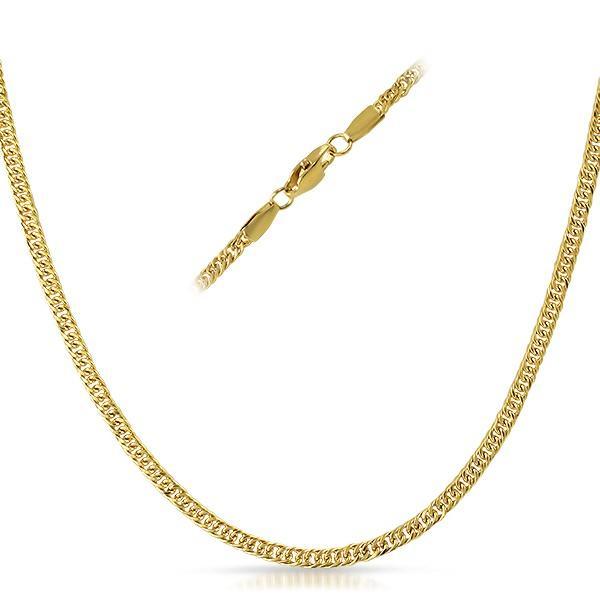 Small Round Link IP Gold Stainless Steel Chain Necklace 3MM 20" HipHopBling