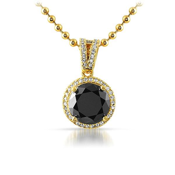 Smaller Round Cut Lab Black Diamond Bling Pendant HipHopBling
