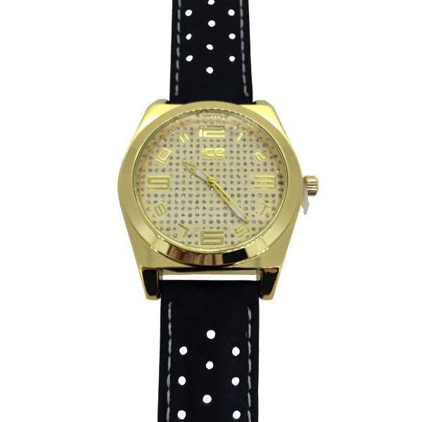 Smooth Polished Bezel Dress Watch Black Band HipHopBling