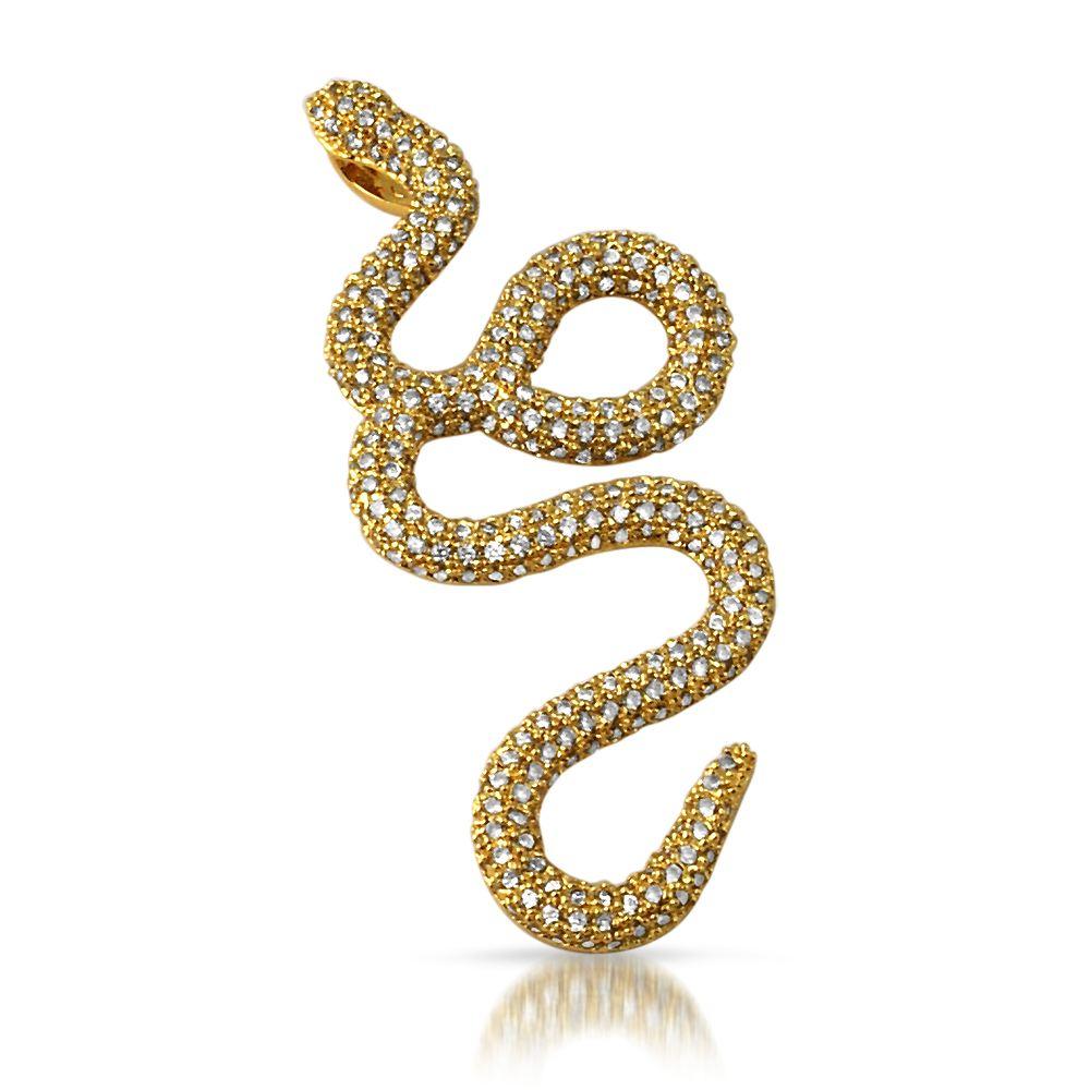 Snake CZ Bling Bling Pendant in Gold HipHopBling