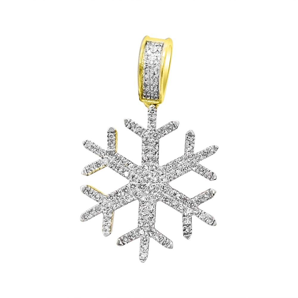 Snowflake Diamond Pendant .35cttw 10K Yellow Gold HipHopBling