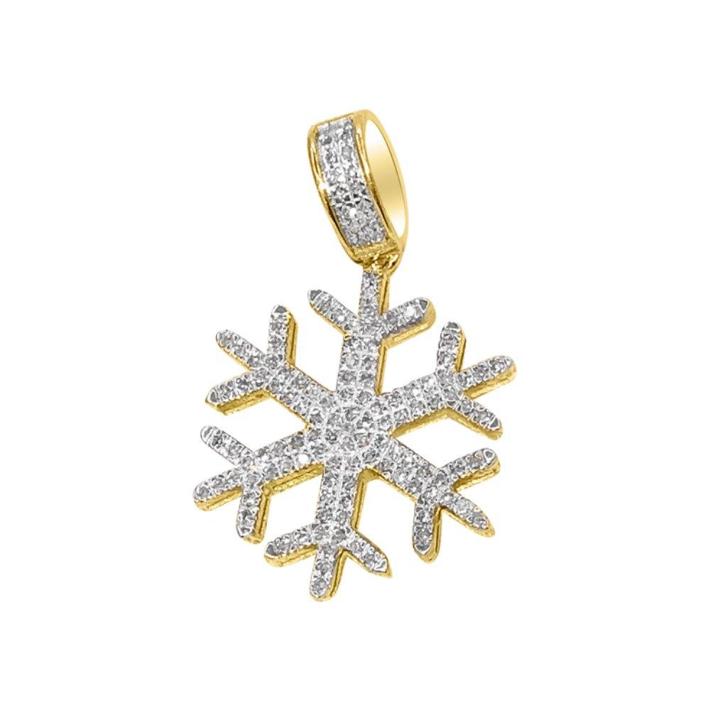 Snowflake Diamond Pendant .35cttw 10K Yellow Gold HipHopBling