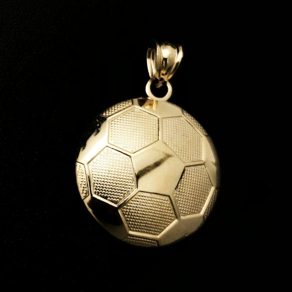 Soccer Ball Sports 10K Yellow Gold Pendant HipHopBling
