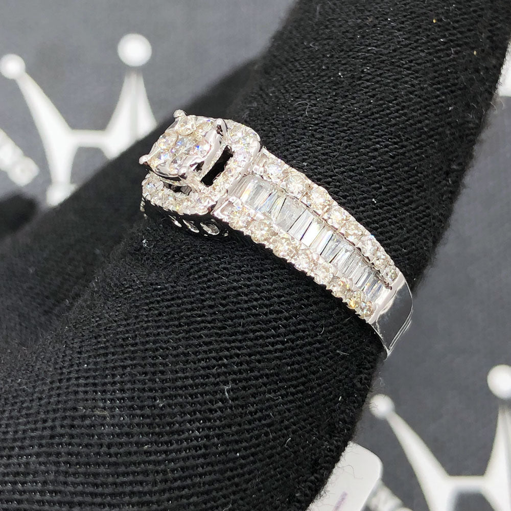 Solitaire Baguette Diamond Ring 1.37cttw 10K White Gold HipHopBling