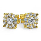 Solitaire Cluster CZ Bling Bling Earrings Yellow Gold HipHopBling