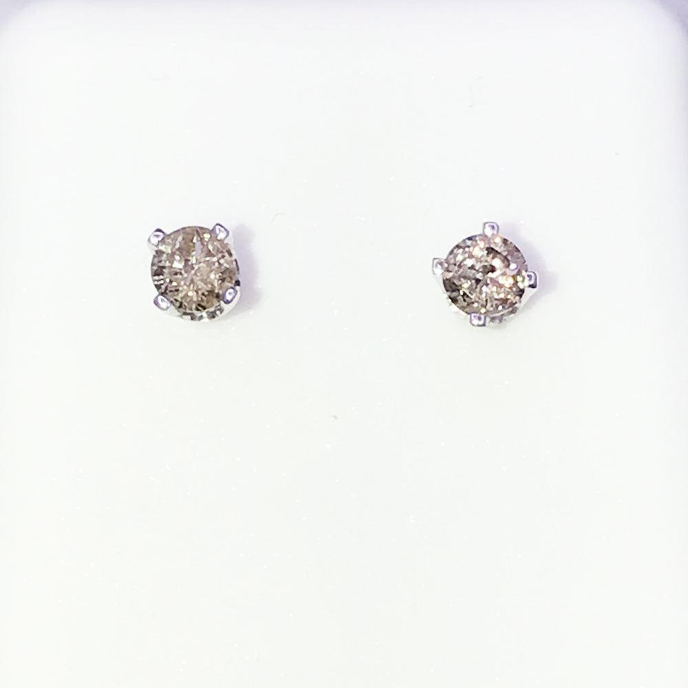 Solitaire Diamond Stud Earrings .20cttw 14K White Gold HipHopBling