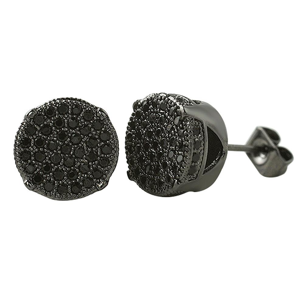 Solitaire Micro Pave Black CZ Earrings HipHopBling