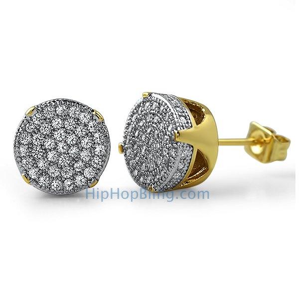 Solitaire Micro Pave Gold CZ Earrings HipHopBling