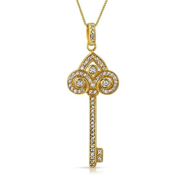 Spade Key Gold .925 Sterling Silver CZ Pendant Pendant Only HipHopBling