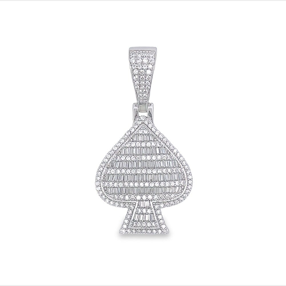 Spade Mini Baguette VVS Moissanite Pendant .925 Sterling Silver HipHopBling