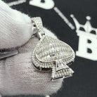 Spade Poker Baguette VVS Moissanite Pendant 1.50cttw .925 Sterling Silver HipHopBling